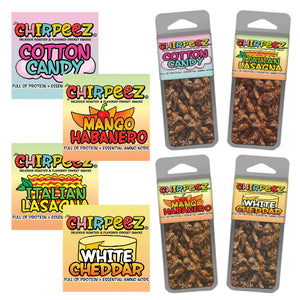 Chirpeez Flavored Edible Crickets - 4 Flavors Pack - Crickets you can eat - Farm raised for human consumption