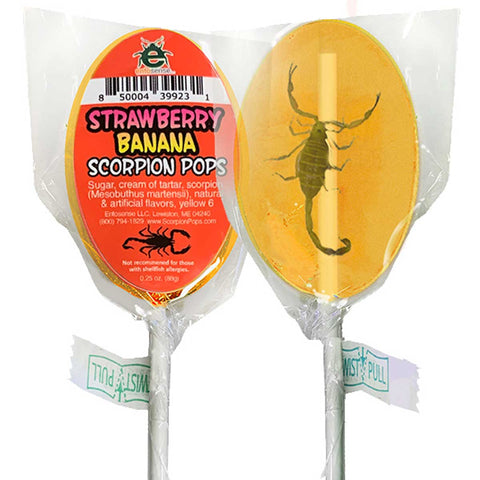 Scorpion Pops | Real Scorpions Encased in a Candy Sucker | Strawberry Banana